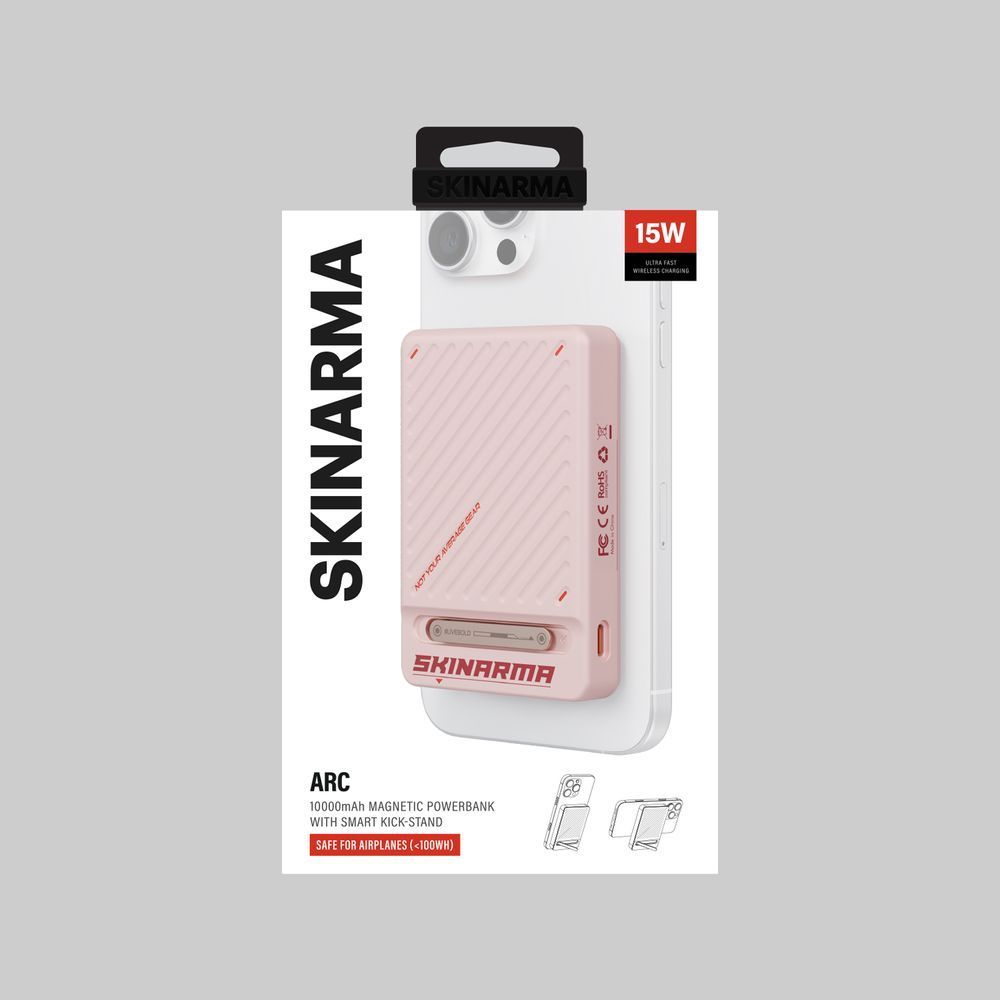 Внешний аккумулятор Skinarma ARC Skinarma Magnetic Powerbank with Integrated Stand 10000 mAh 20W USB-C PD Pink