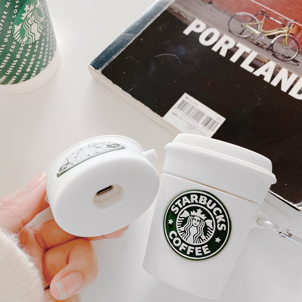 Силіконовий 3D чохол для Apple Airpods Pro Starbucks Coffe Білий