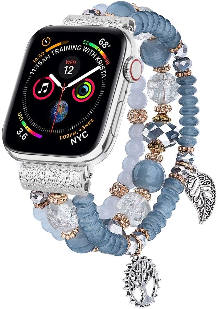 Ремінець з кристалами павича та агата "Гірський кришталь" для Apple Watch 38-41 мм (Series 6/5/4/3/2)