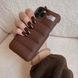 Пуферний чехол-пуховик для iPhone XR шоколадного цвета