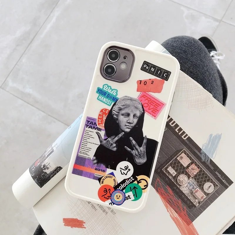 Чохол для iPhone 14 Pro Max Collage Labels Mona Lisa Білий + захист камери