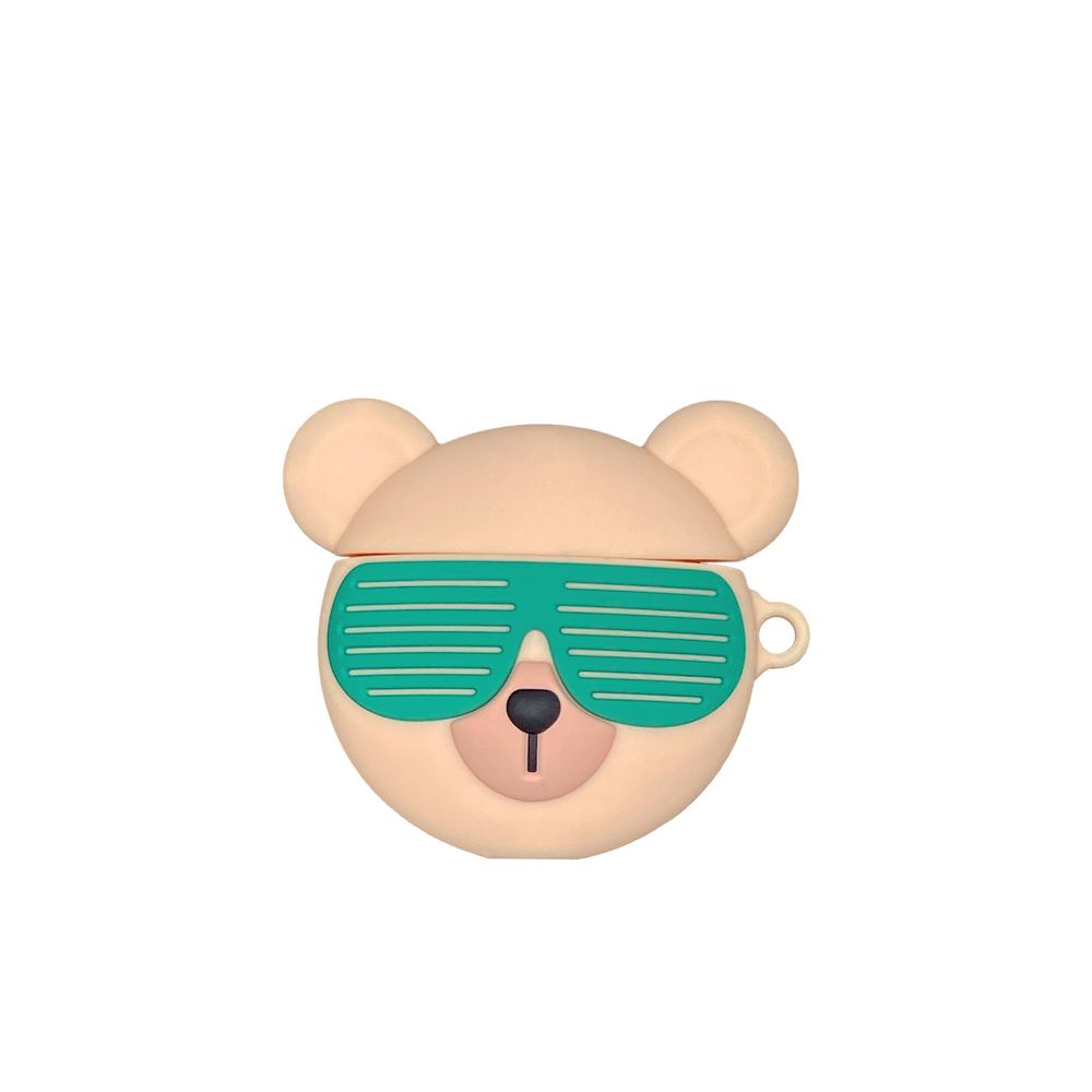 3D чехол "Медвежонок Starbucks" в зеленых очках для Apple Airpods 1/2 + брелок