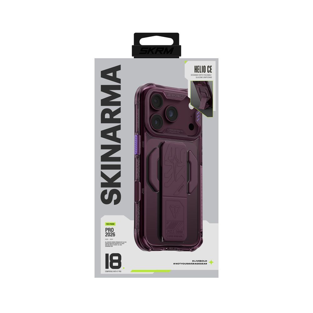 Чехол для iPhone 18 Pro Skinarma Helio Ce (Mag-Charge + Grip-Stand) Burgundy