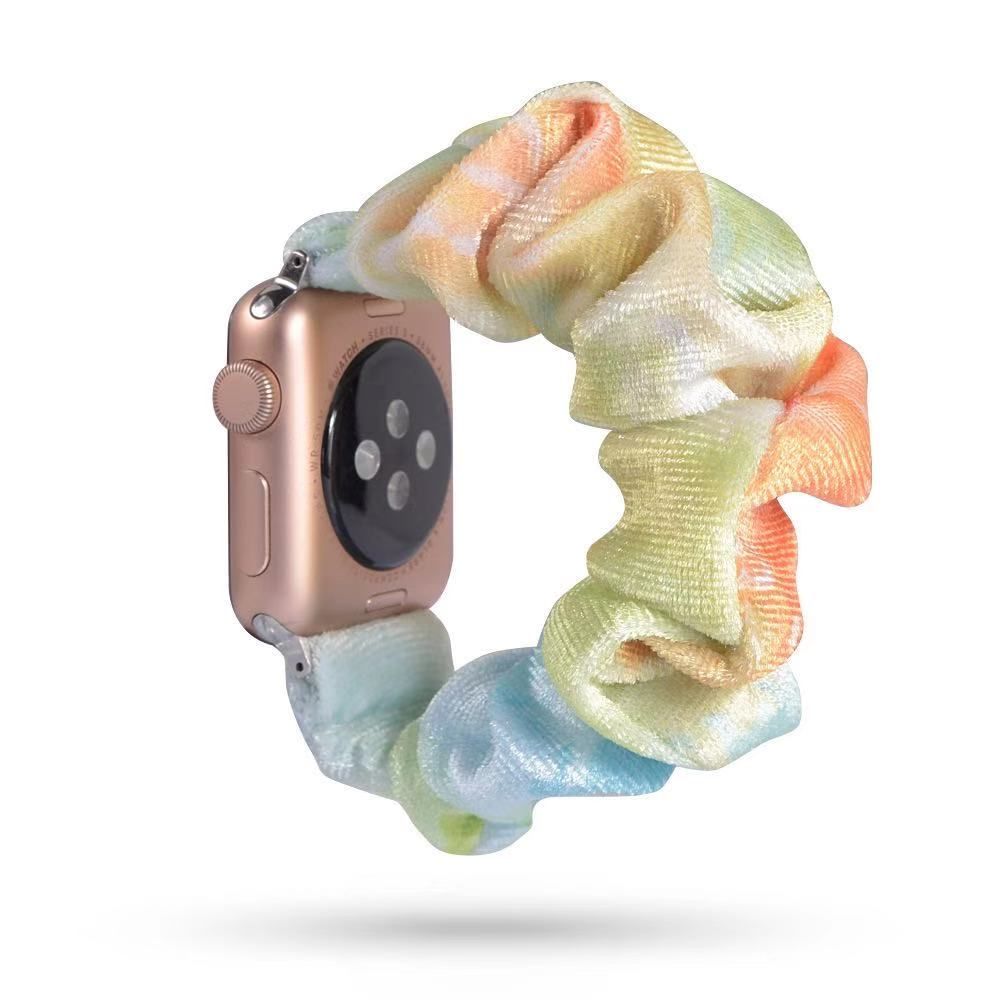Ремешок "Весенняя прохлада" разноцветный для Apple Watch 38-41 мм (Series 6/5/4/3/2) + резинка для волос