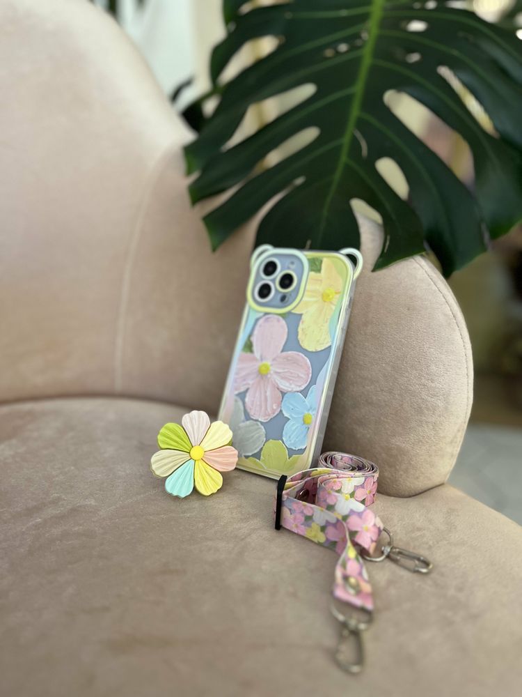 Чохол для iPhone 11 Pro Max Квітка-Семицвітка з ременем для плеча Світло-ліловий