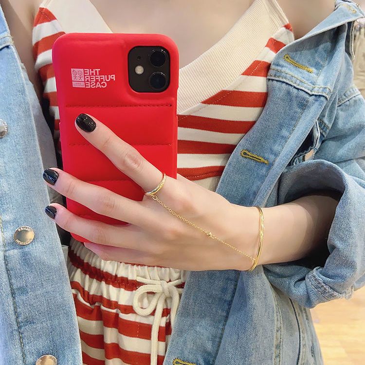 Красный пуферний чехол-пуховик для iPhone XR