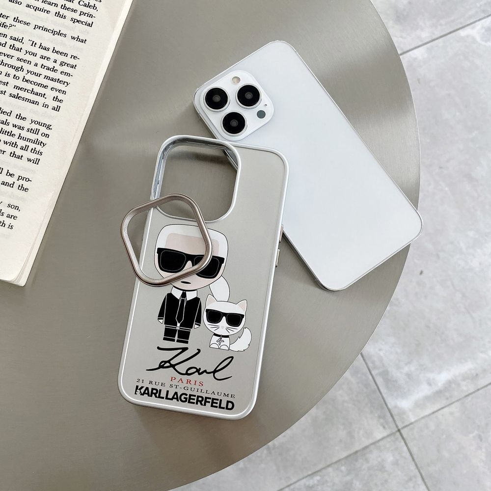 Чехол для iPhone 11 Pro Max Karl Lagerfeld and cat с защитой камеры Белый