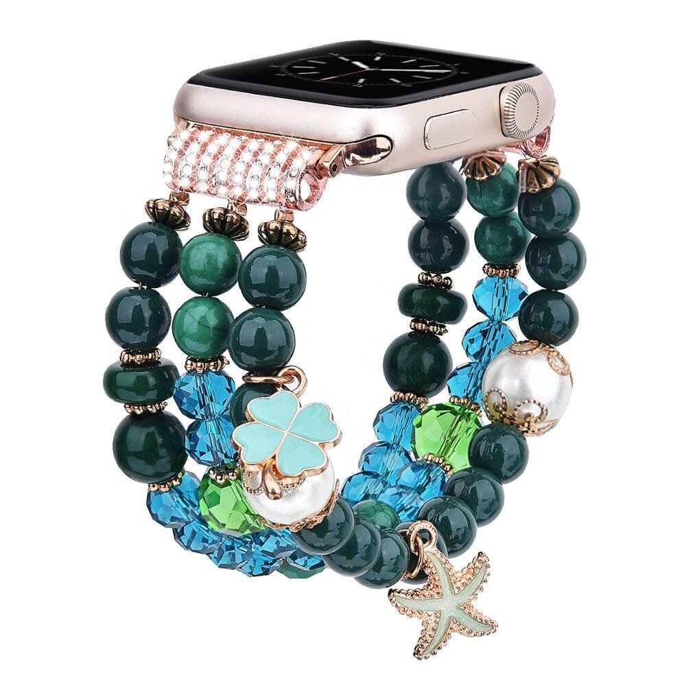 Женский ремешок из бирюзово-зеленых бусин "Океан" для Apple Watch 38-41 мм (Series 6/5/4/3/2)