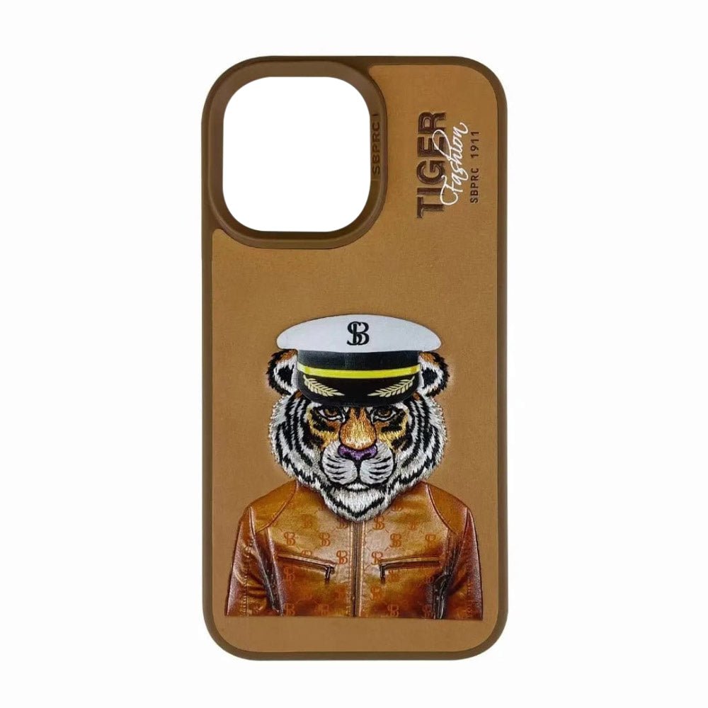 Чехол для iPhone 14 Plus Polo Fashion Tiger Leather Коричневый
