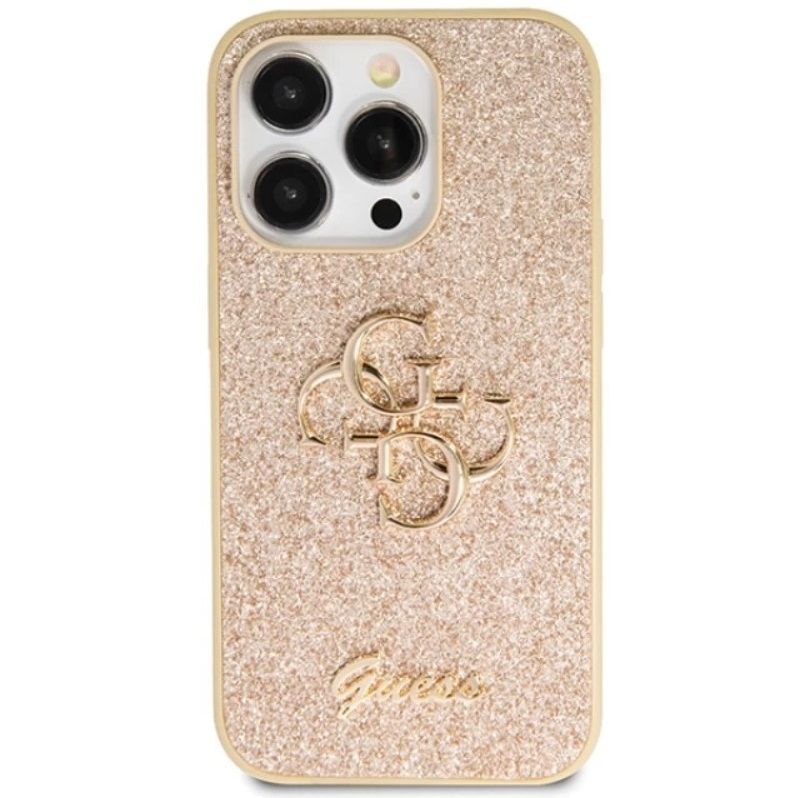 Чохол для iPhone 16 Pro Max Guess Glitter Script Big 4G Золотий