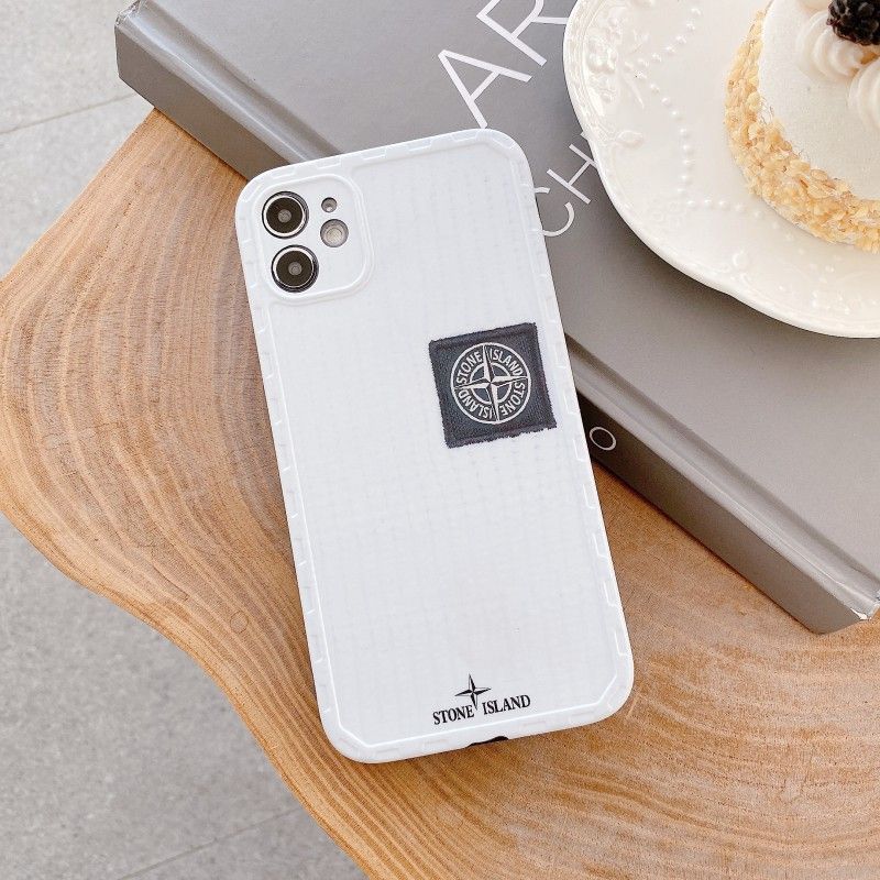 Чехол для iPhone 12 Pro Stone Island класический с лого Белый