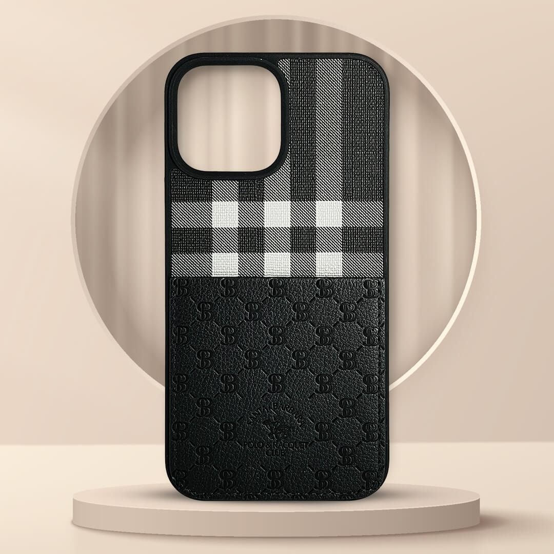 Кожаный чехол для iPhone 14 Plus Santa Barbara Polo Plaid Черный | Pikasso