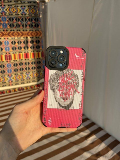 Чохол для iPhone 14 Graffiti Statue David Рожевий