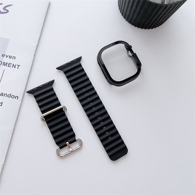 Ремешок + чехол для Apple Watch 41 мм Волнистый Silicone Black