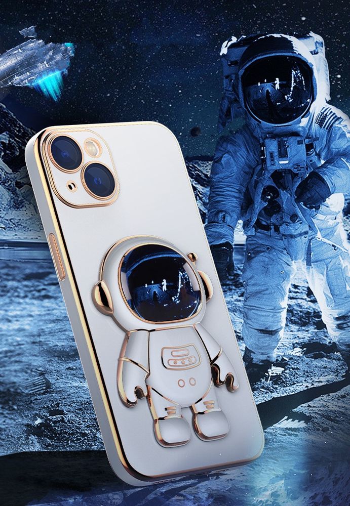 Чохол для iPhone 13 Astronaut з прихованою підставкою Білий