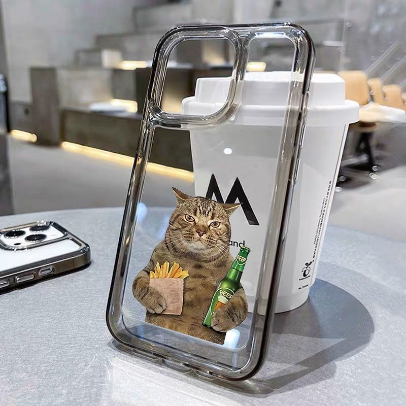Чехол для iPhone 11 Pro Max Кот с пивом Прозрачный