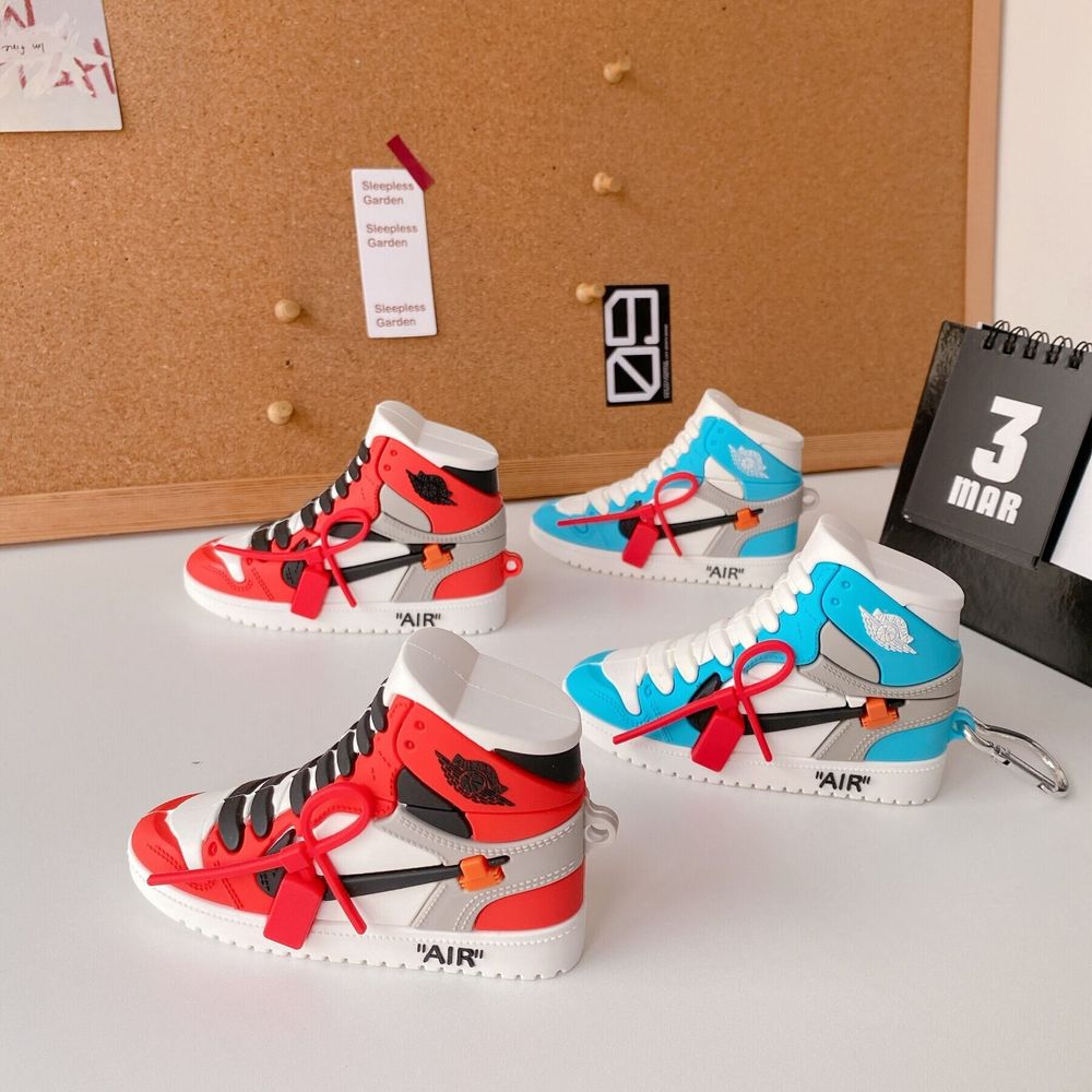 Силіконовий 3D чохол для Apple Airpods Pro Кросовок Nike Біло-блакитний