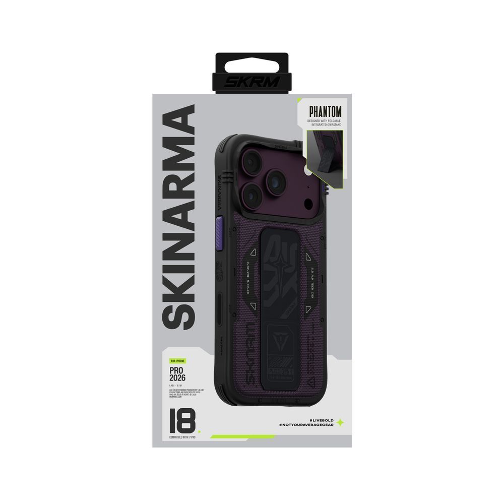 Чехол для iPhone 18 Pro Skinarma Phantom (2026) (Mag-Charge + Grip-Stand) Burgundy