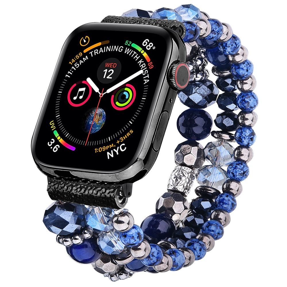 Жіночий ремінець із синіх намистин "Казка" для Apple Watch 38-41 мм (Series 6/5/4/3/2)