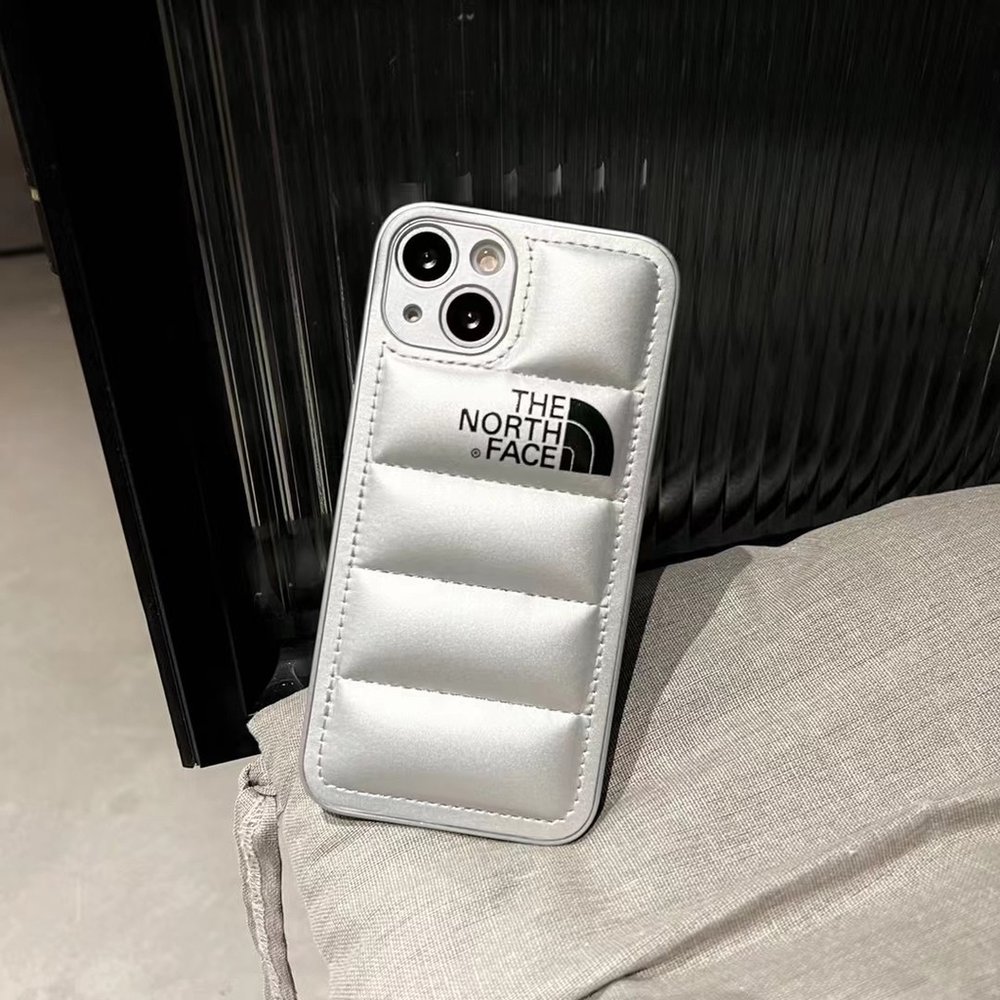 Пуферний чохол-пуховик для iPhone 13 Pro Max The North Face Сріблястий