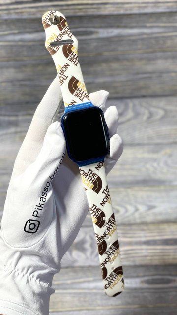 Білий ремінець з принтом The North Face для Apple Watch 46 / 45 / 44 / SE 44 / 42 (Series 1-3) / 49 Ultra / Ultra 2 мм