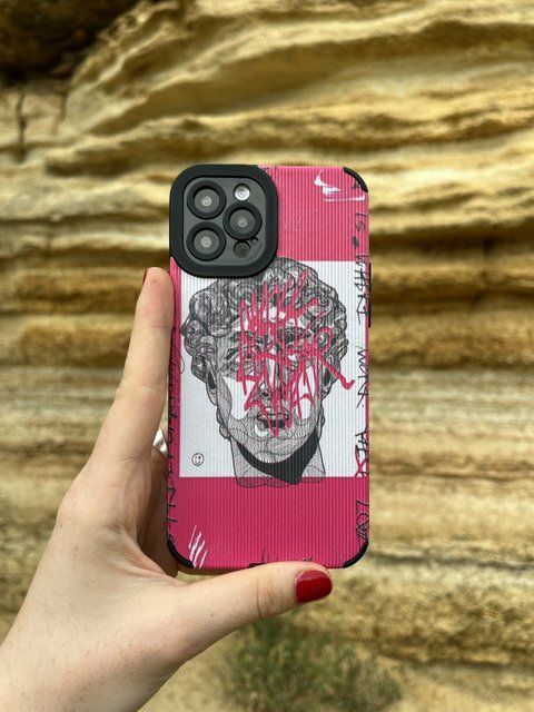 Чохол для iPhone 13 Pro Max Graffiti Statue David Рожевий