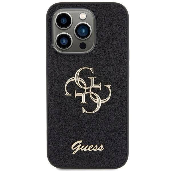 Чохол для iPhone 16 Pro Guess Glitter Script Big 4G Чорний