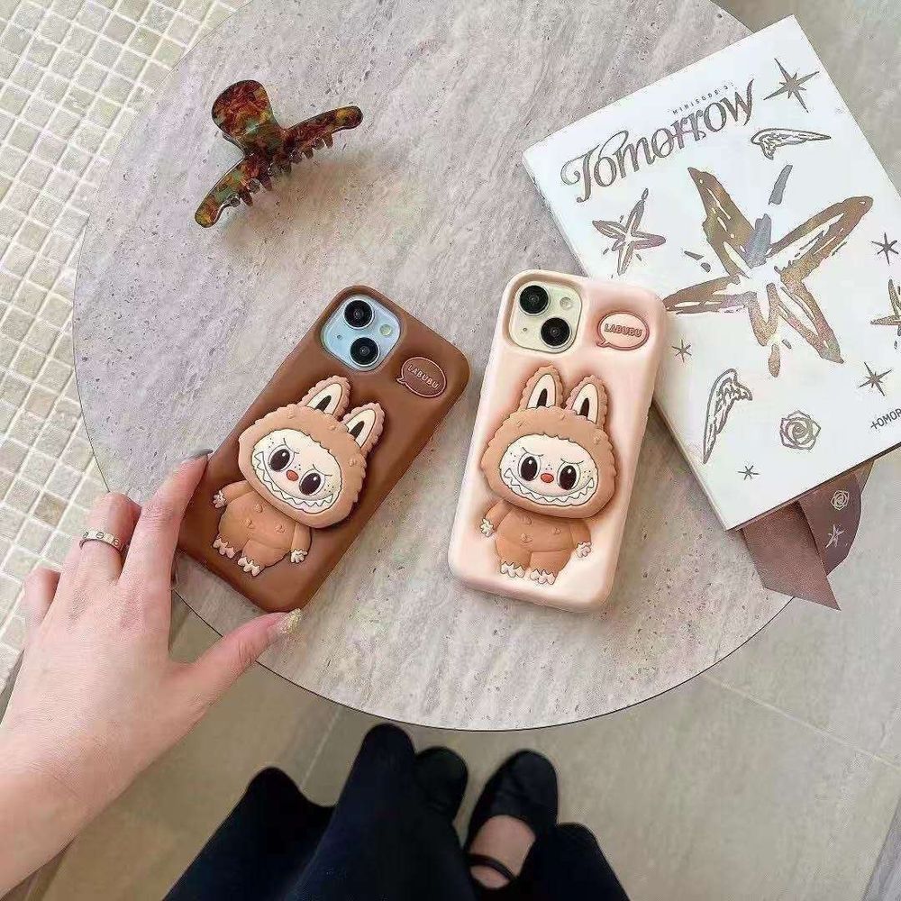 Чехол 3D Labubu с подставкой для iPhone 16 Pro Max Pink