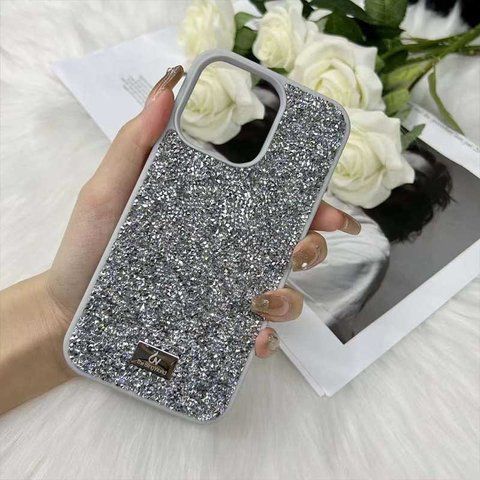 Серебристый чехол Bling Rock Diamond Case для iPhone 13 Pro Max Silver