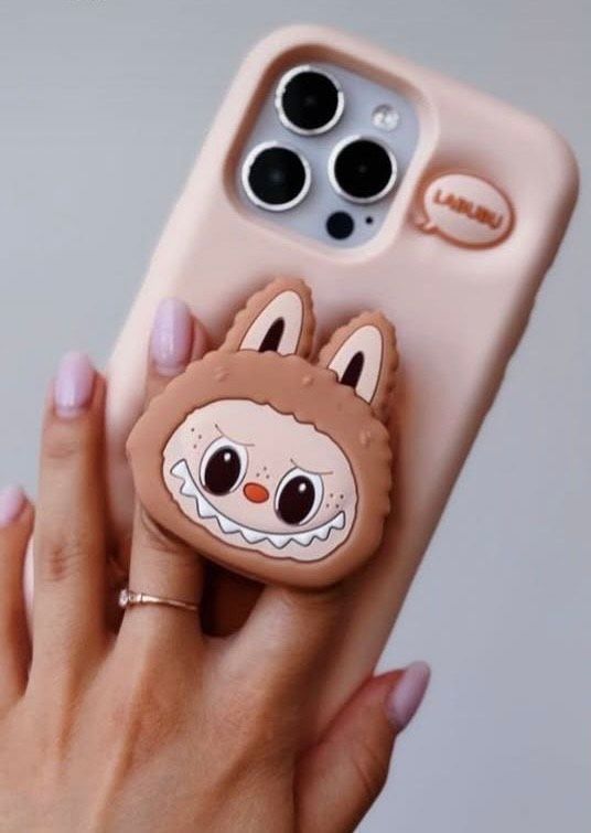 Чехол 3D Labubu с подставкой для iPhone 16 Pro Max Pink