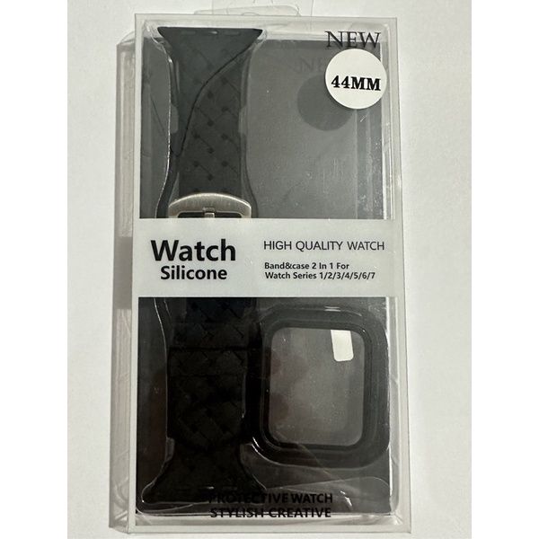 Ремешок + чехол для Apple Watch 45 мм Плетение Silicone Black