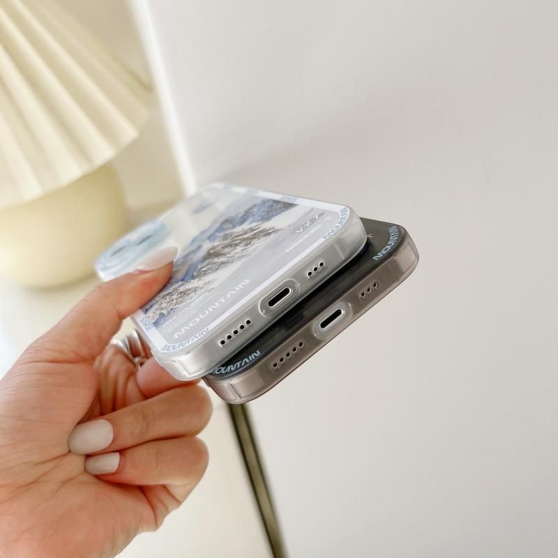 Чохол для iPhone 12 Pro Max Snowy Mountains із захистом камери Прозоро-синій