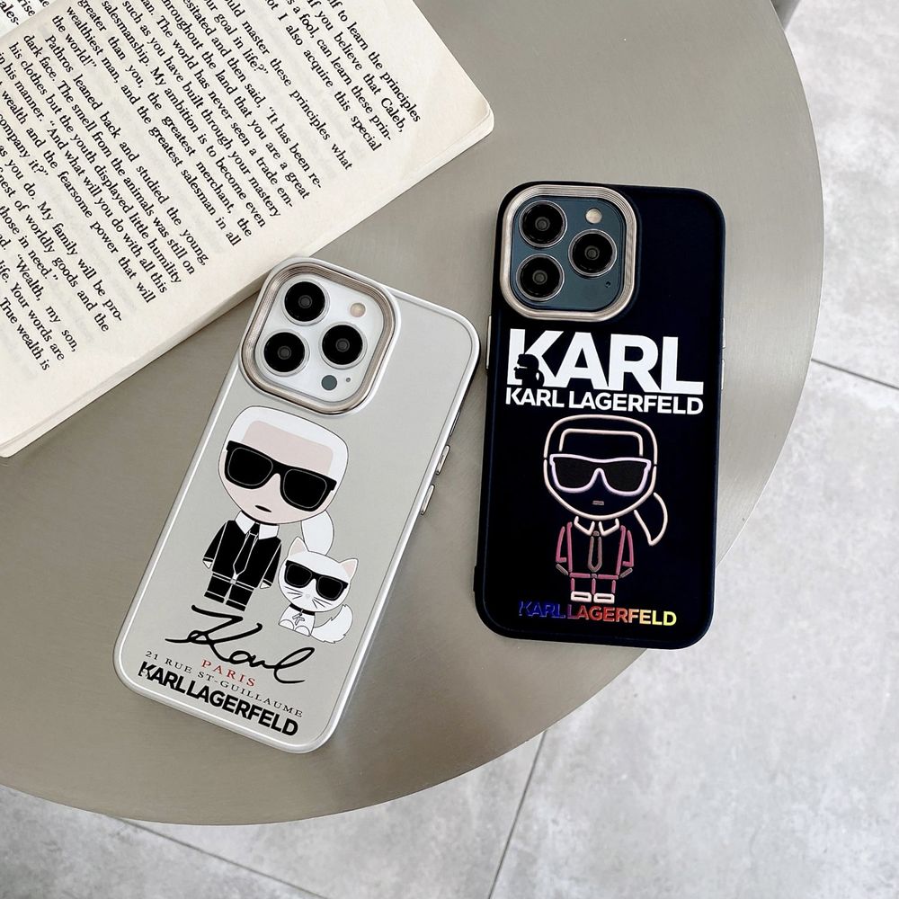Чохол для iPhone X/XS Karl Lagerfeld and cat із захистом камери Білий