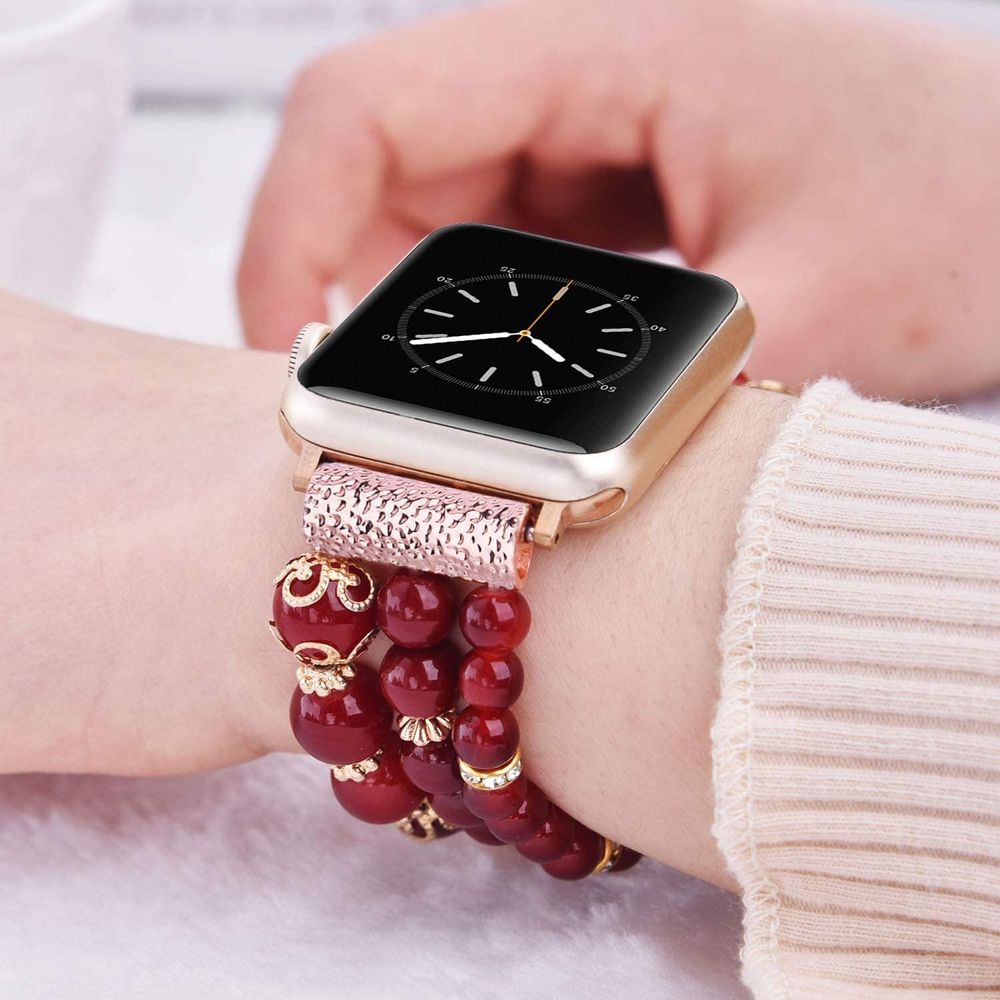 Ремінець із червоно-золотих намистин "Морська зірка" для Apple Watch 38-41 мм (Series 6/5/4/3/2)