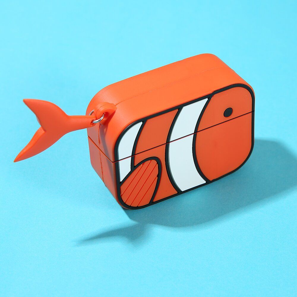 Силиконовый защитный оранжевый чехол "Рыбка Немо" для Apple Airpods 1/2
