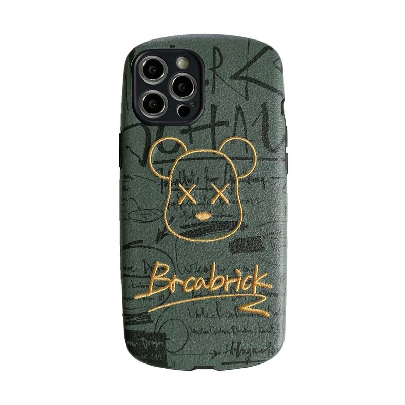 Кожаный зеленый чехол "Bearbrick Kaws" для iPhone 11 Pro Max