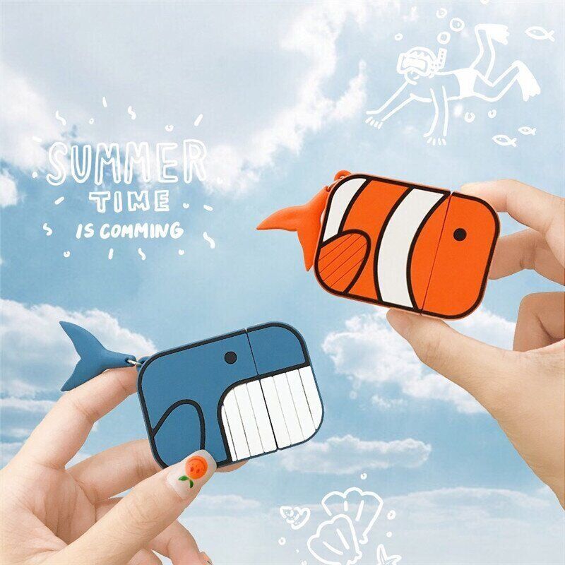 Силиконовый защитный оранжевый чехол "Рыбка Немо" для Apple Airpods 1/2