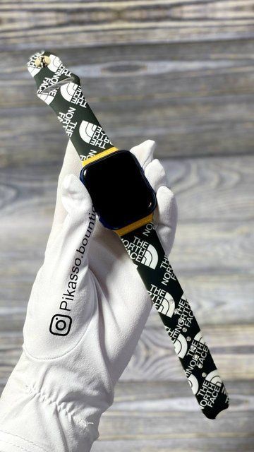 Чорний ремінець з принтом The North Face для Apple Watch 46 / 45 / 44 / SE 44 / 42 (Series 1-3) / 49 Ultra / Ultra 2