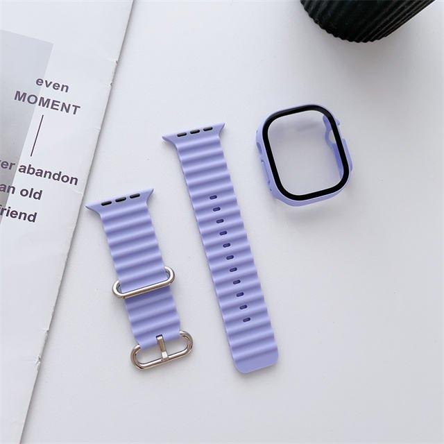Ремешок + чехол для Apple Watch 41 мм Волнистый Silicone Lavender