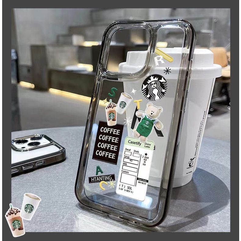 Чехол для iPhone 15 Pro Max Starbucks Coffee Bear Прозрачный