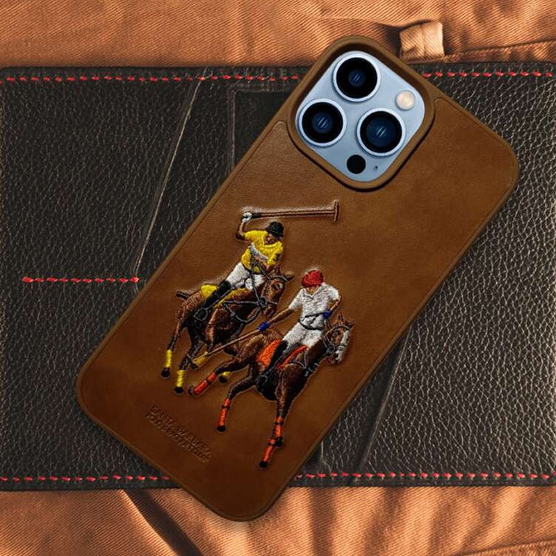 Коричневый кожаный чехол Santa Barbara Polo Jockey для iPhone 13 Pro Max