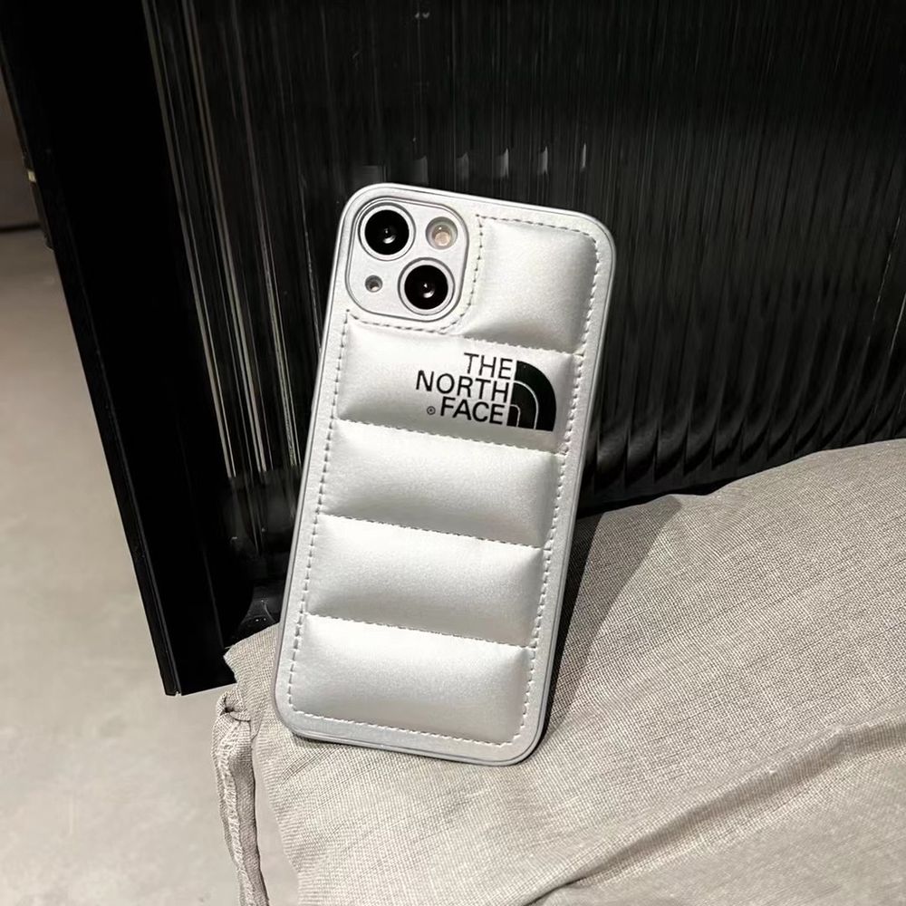 Пуферний чохол-пуховик для iPhone 12 Pro Max The North Face Сріблястий