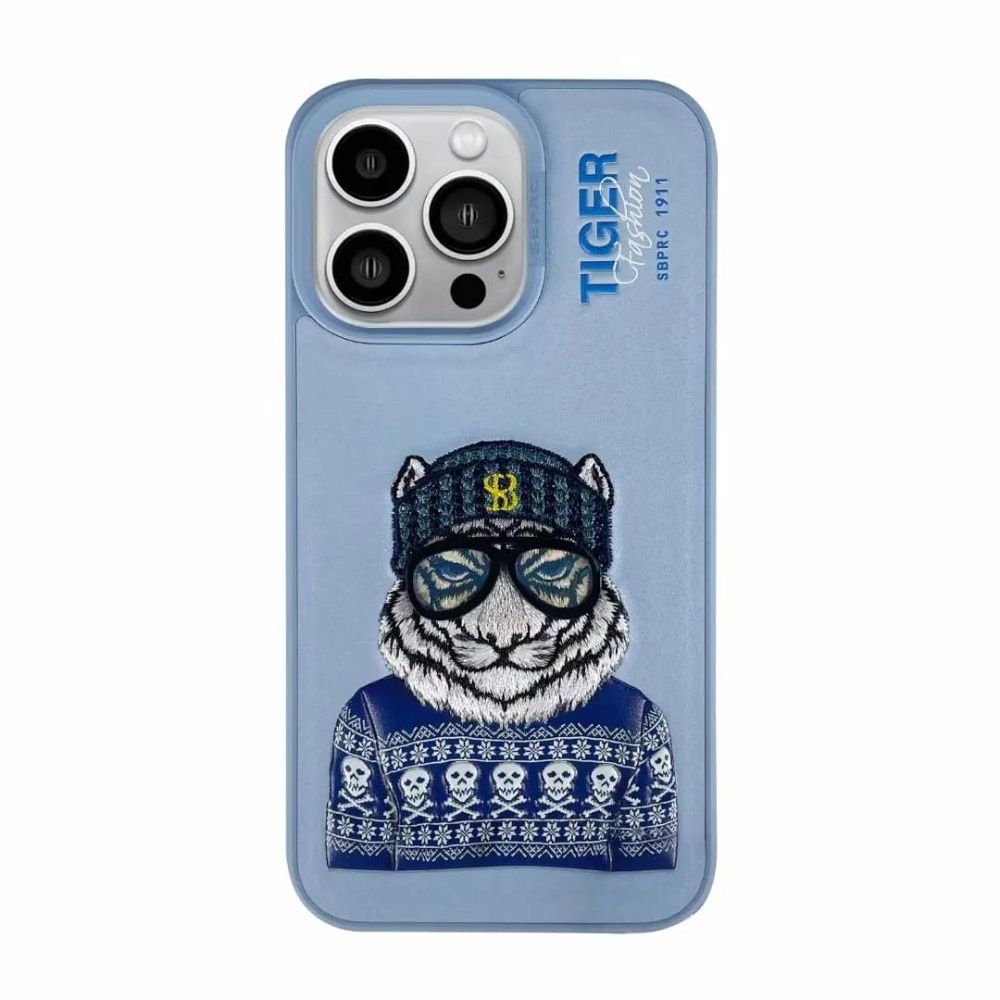 Чехол для iPhone 14 Polo Fashion Tiger Leather Синий