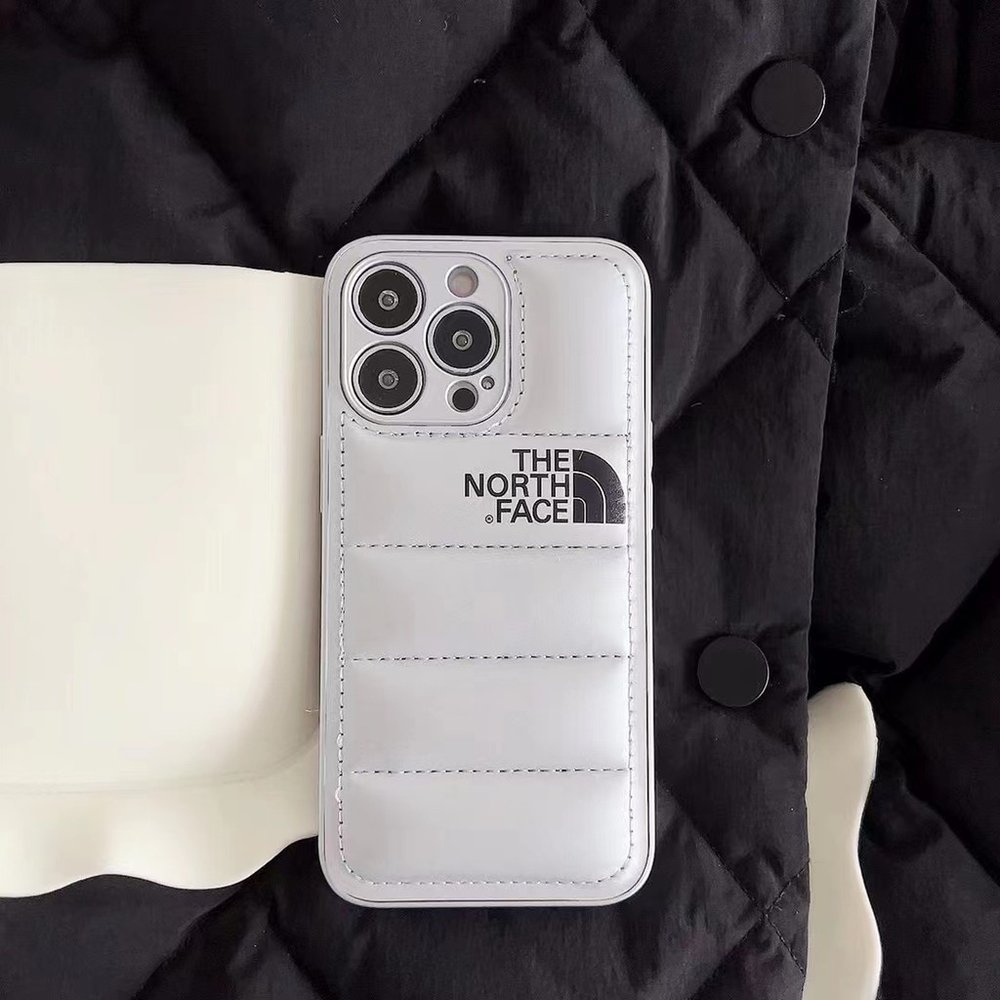 Пуферний чохол-пуховик для iPhone 12 Pro Max The North Face Сріблястий