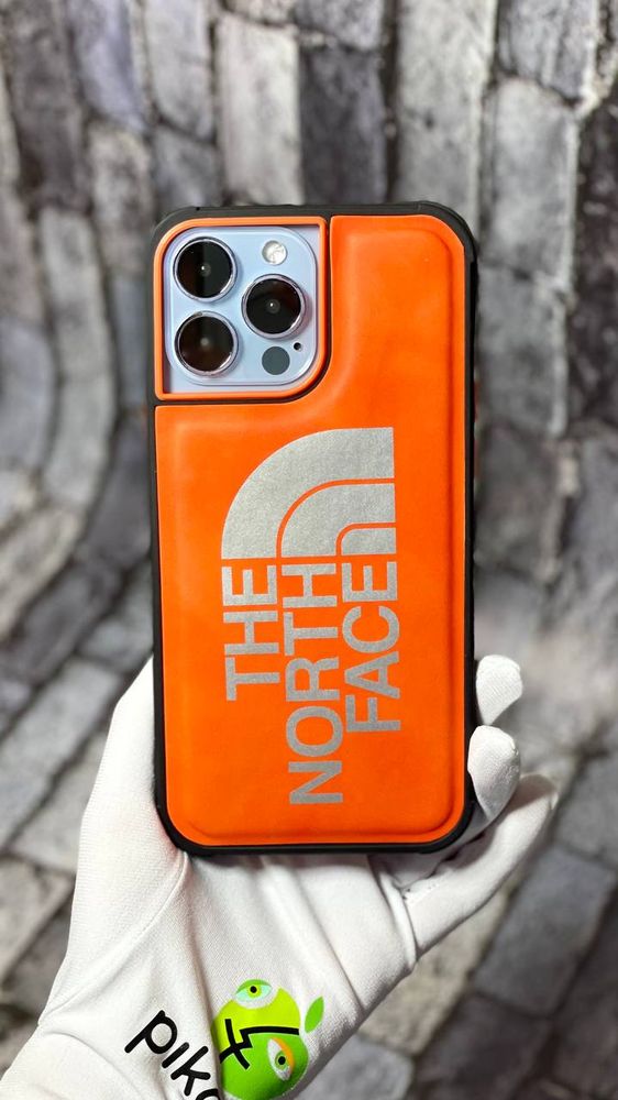 Кожаный чехол для iPhone 13 Pro The North Face с защитой на бортиках Оранжевый