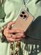 Чехол для iPhone 16 Pro Max с короткой акриловой коричневой цепочкой