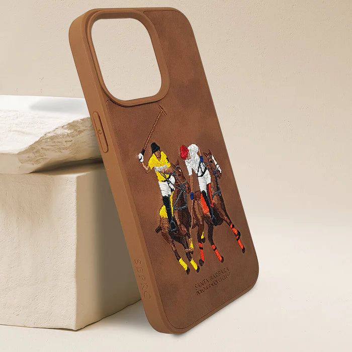 Коричневый кожаный чехол Santa Barbara Polo Jockey для iPhone 13 Pro