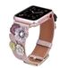 Розовый кожаный ремешок "Цветы" для Apple Watch 38-41 мм (Series 6/5/4/3/2)