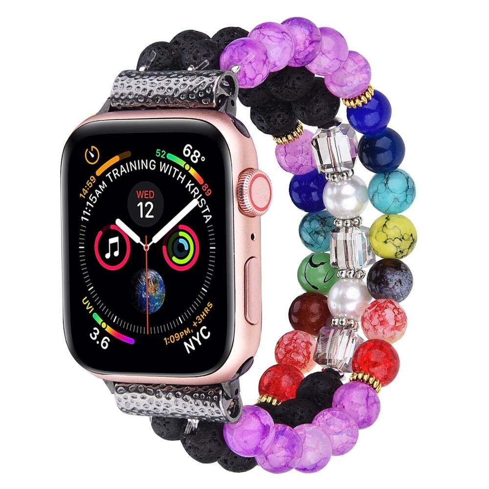 Ремешок из разноцветных бусин "Вулканический камень" Apple Watch 38-40 мм (Series 6/5/4/3/2)