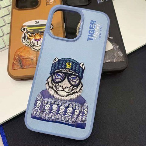 Чехол для iPhone 14 Pro Polo Fashion Tiger Leather Синий